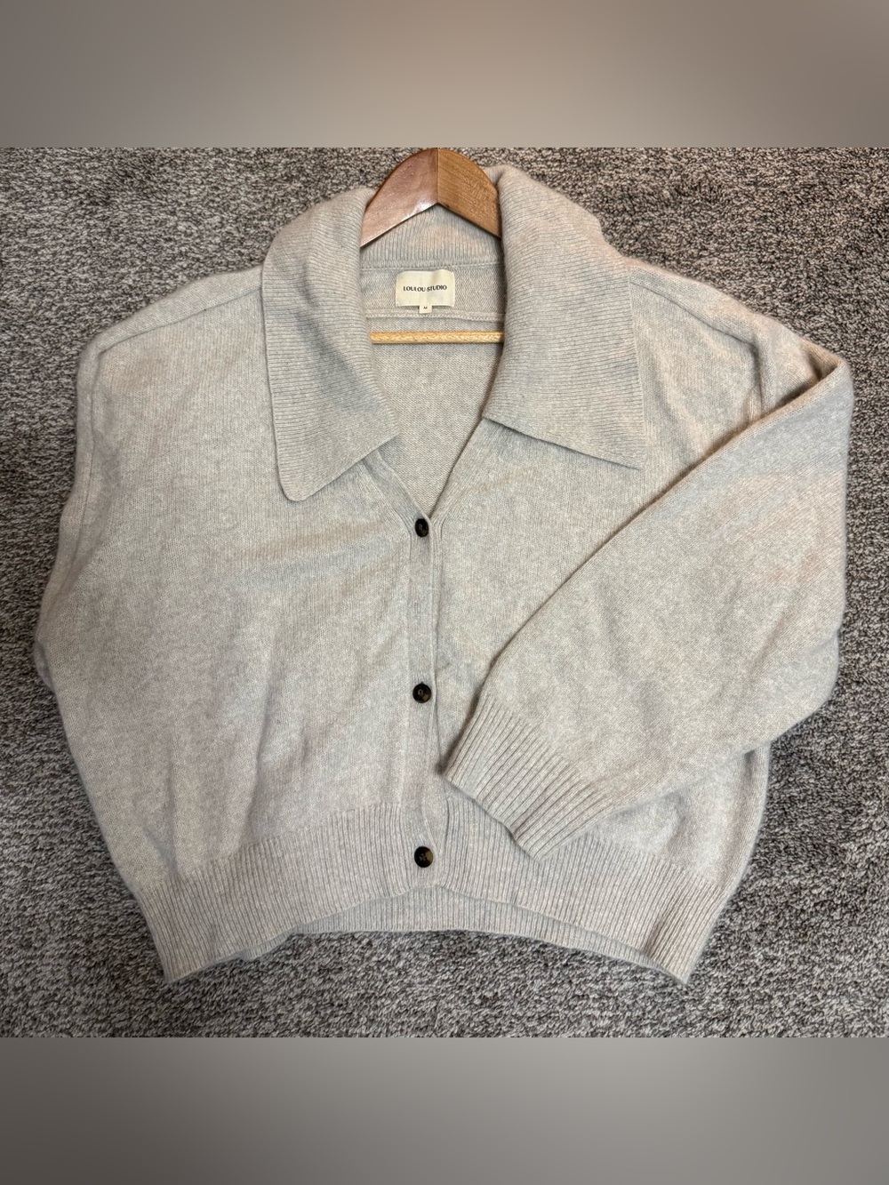 LOULOU STUDIO Grey Yak Mahie V-Neck Cardigan Size M